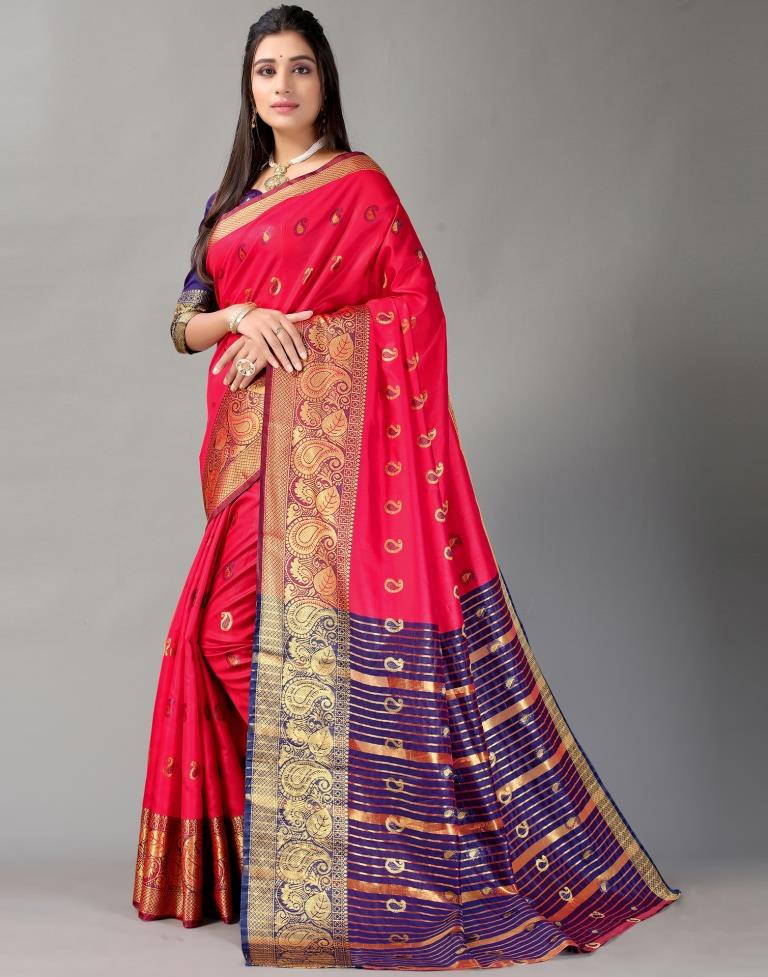 Cherry Red Silk Saree | Sudathi