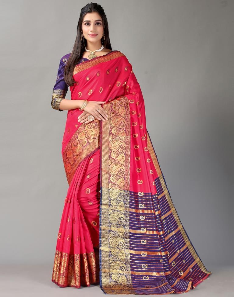 Cherry Red Silk Saree | Sudathi