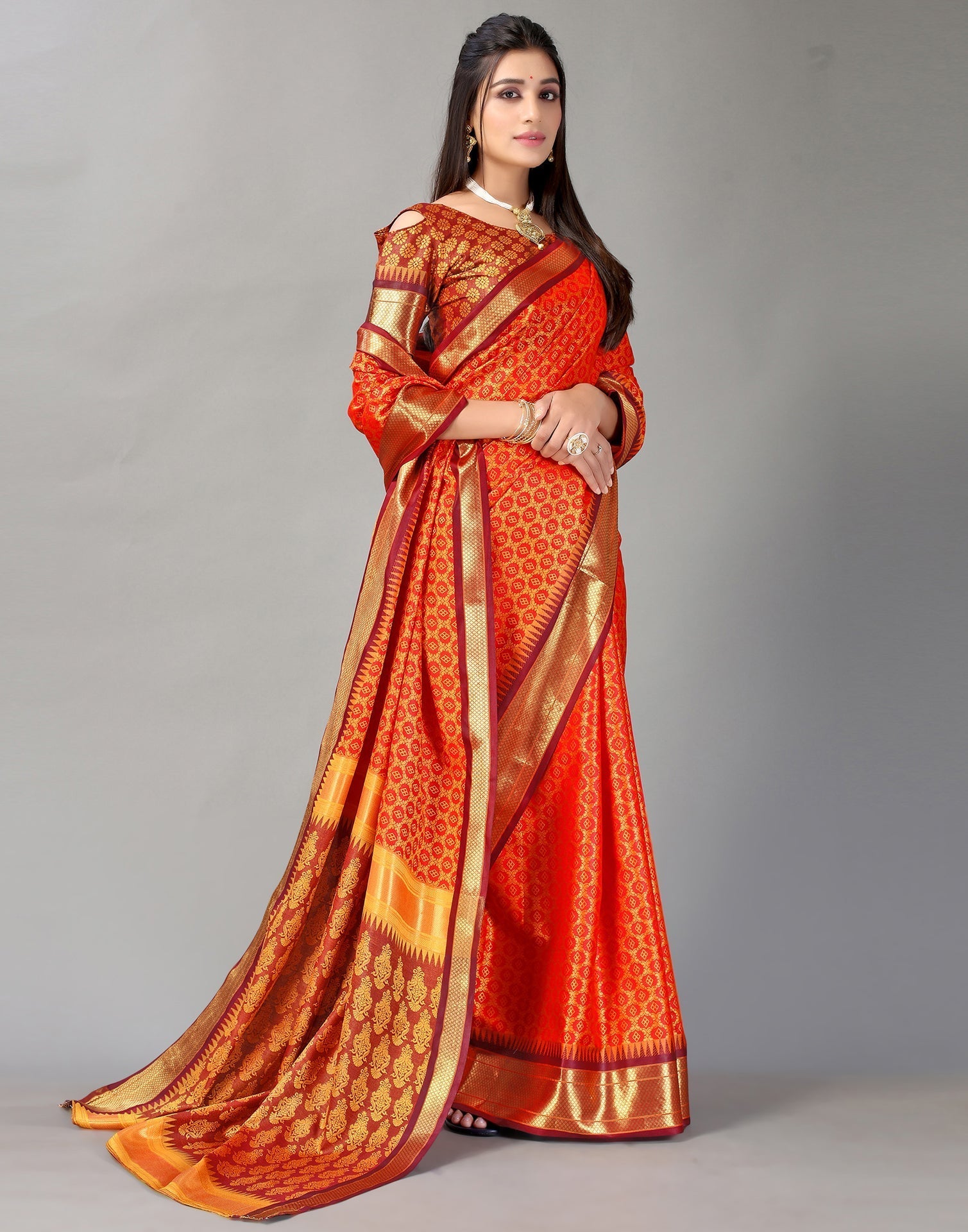 Orange Silk Saree | Sudathi