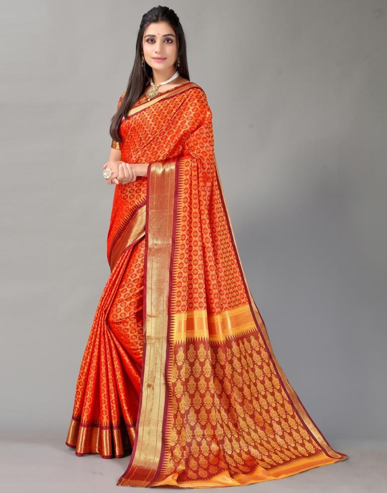 Orange Silk Saree | Sudathi