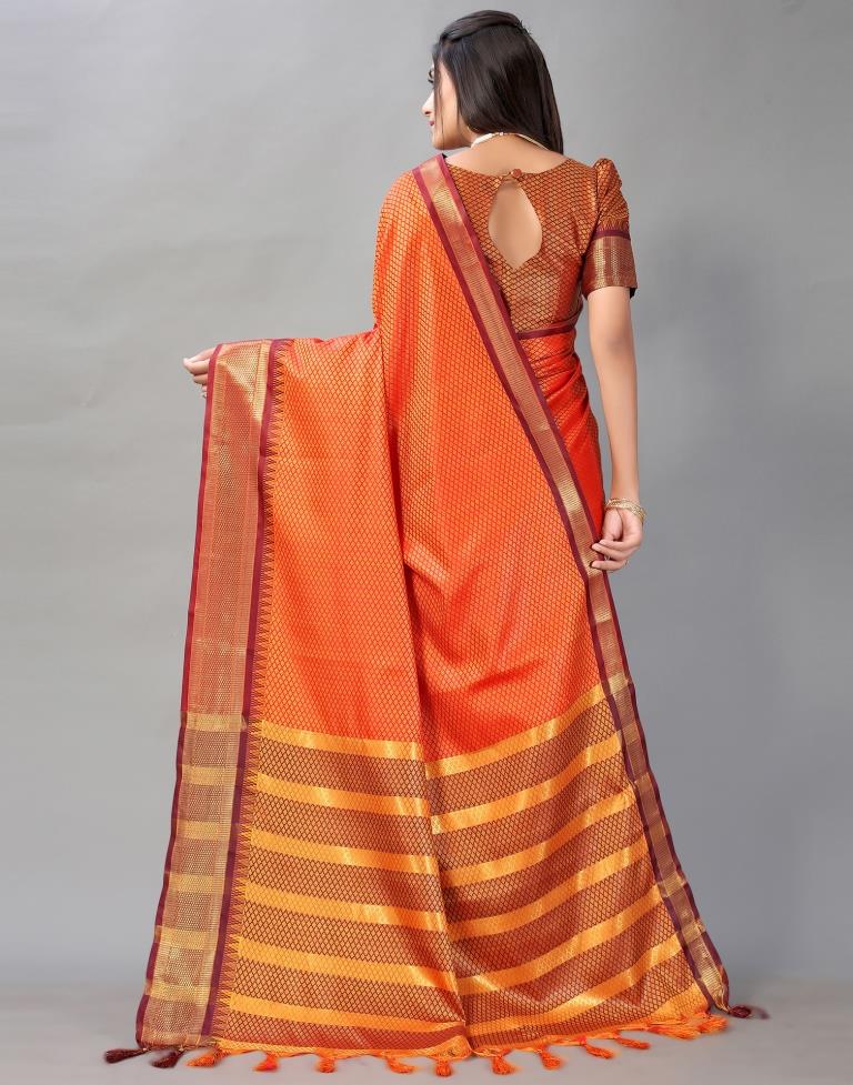 Orange Woven Silk Saree | Sudathi