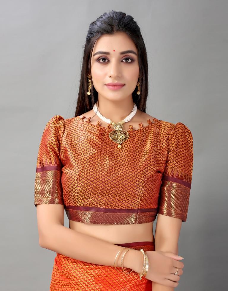 Orange Woven Silk Saree | Sudathi