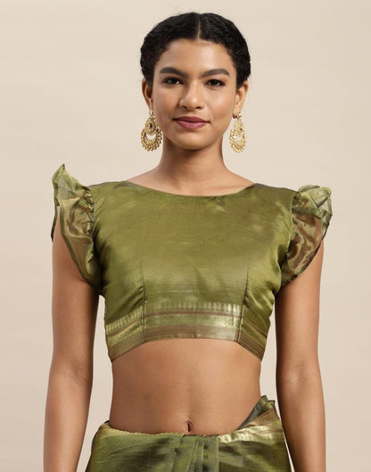 Olive Green Organza Saree | Sudathi