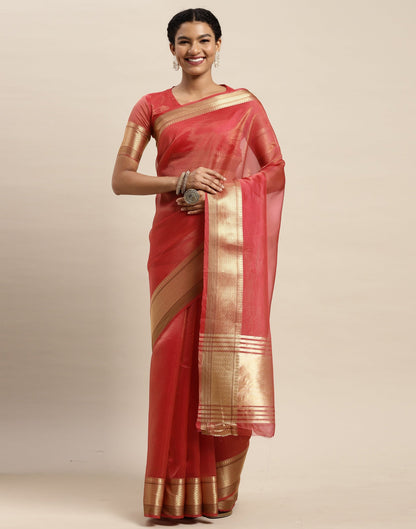Tomato Red Organza Saree | Sudathi