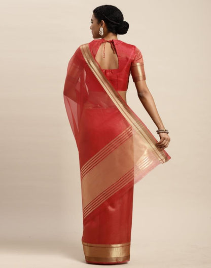 Tomato Red Organza Saree | Sudathi