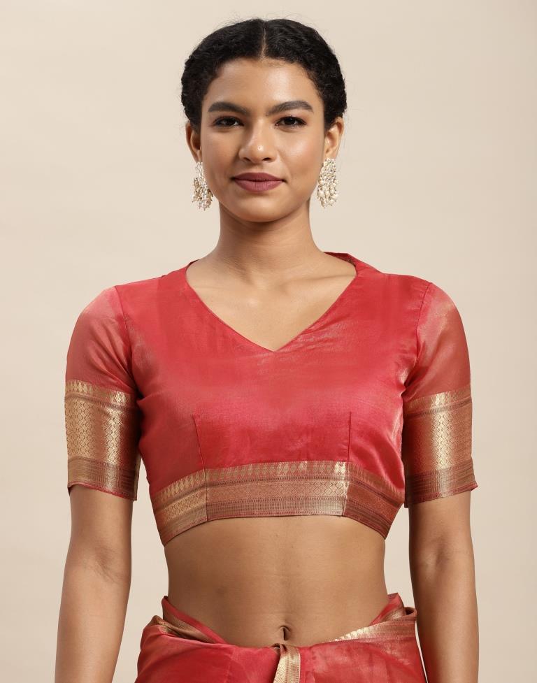 Tomato Red Organza Saree | Sudathi