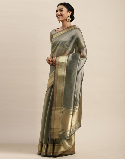 Steel Grey Organza Saree | Sudathi