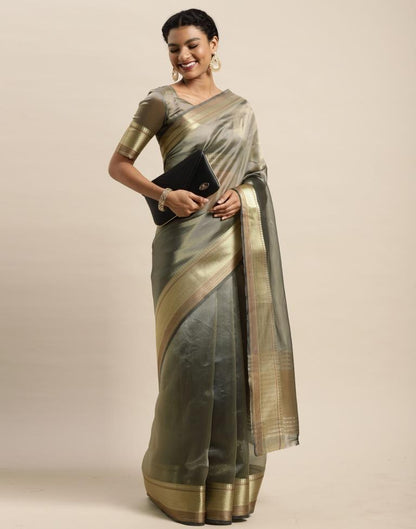 Steel Grey Organza Saree | Sudathi