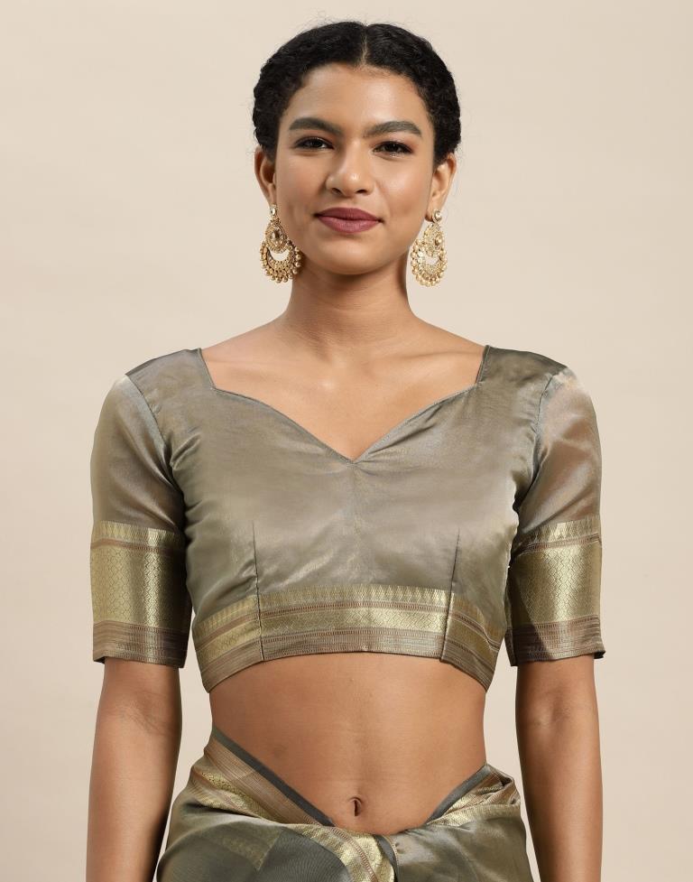 Steel Grey Organza Saree | Sudathi