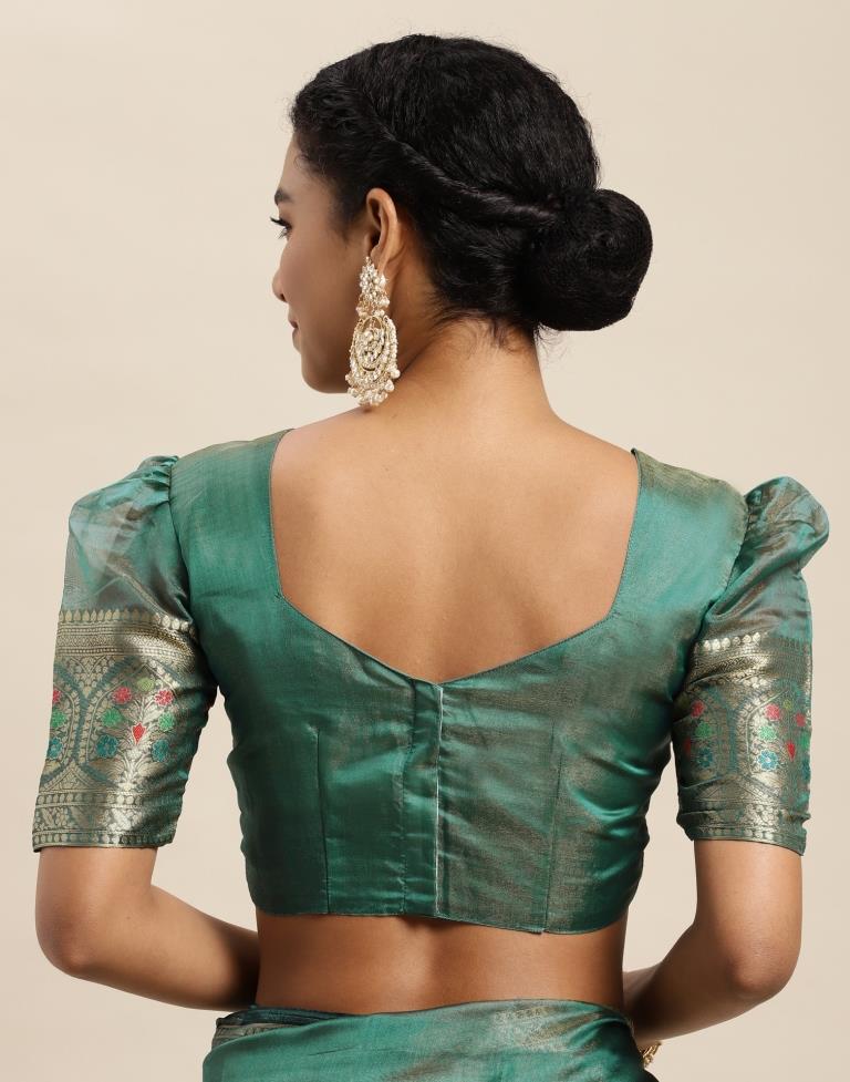 Peacock Green Organza Saree | Sudathi