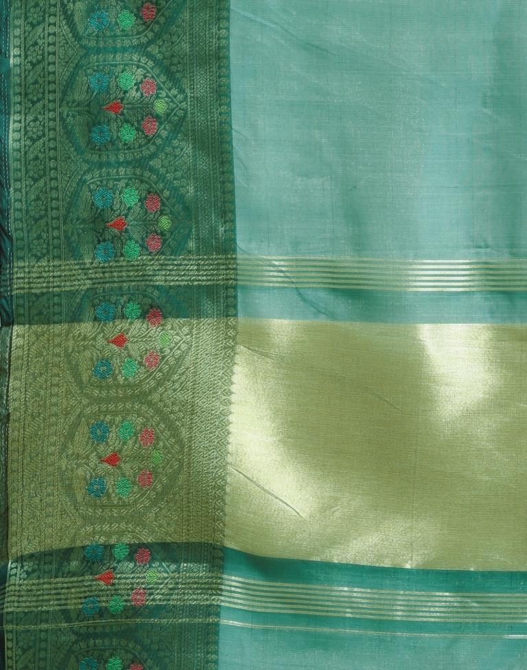 Peacock Green Organza Saree | Sudathi