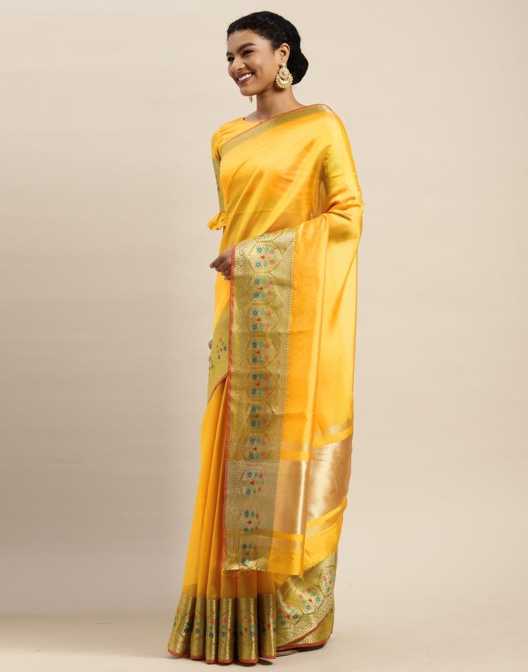 Mustard Yellow Organza Saree | Sudathi