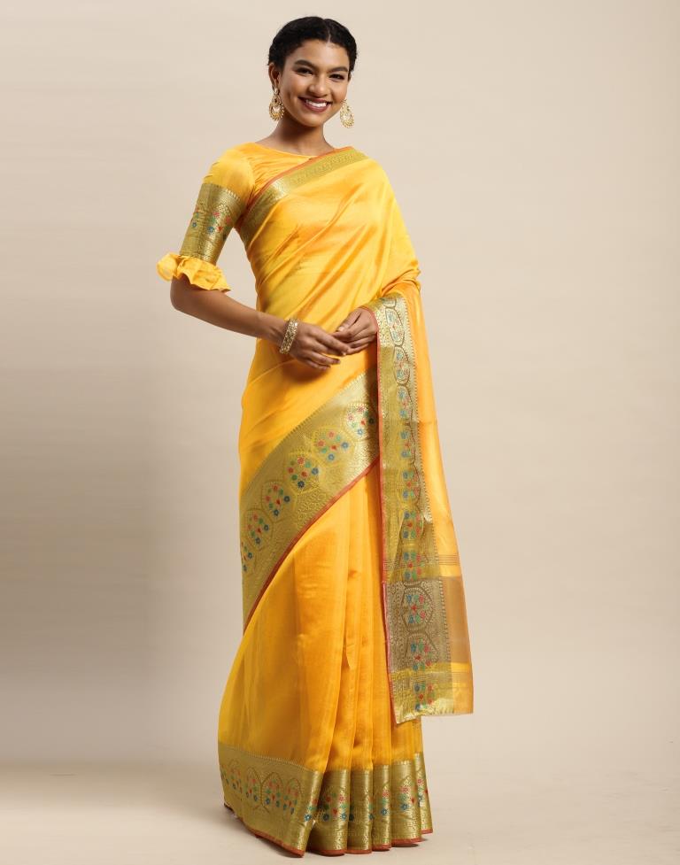 Mustard Yellow Organza Saree | Sudathi