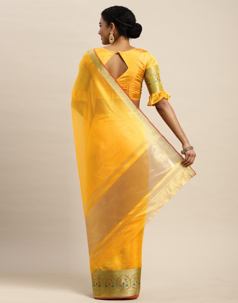 Mustard Yellow Organza Saree | Sudathi