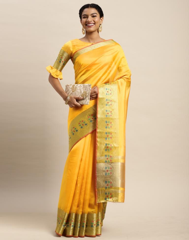 Mustard Yellow Organza Saree | Sudathi