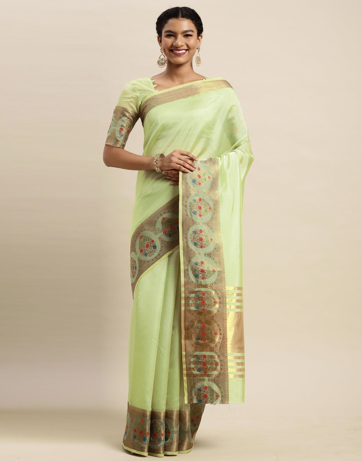 Pista Green Organza Saree | Sudathi