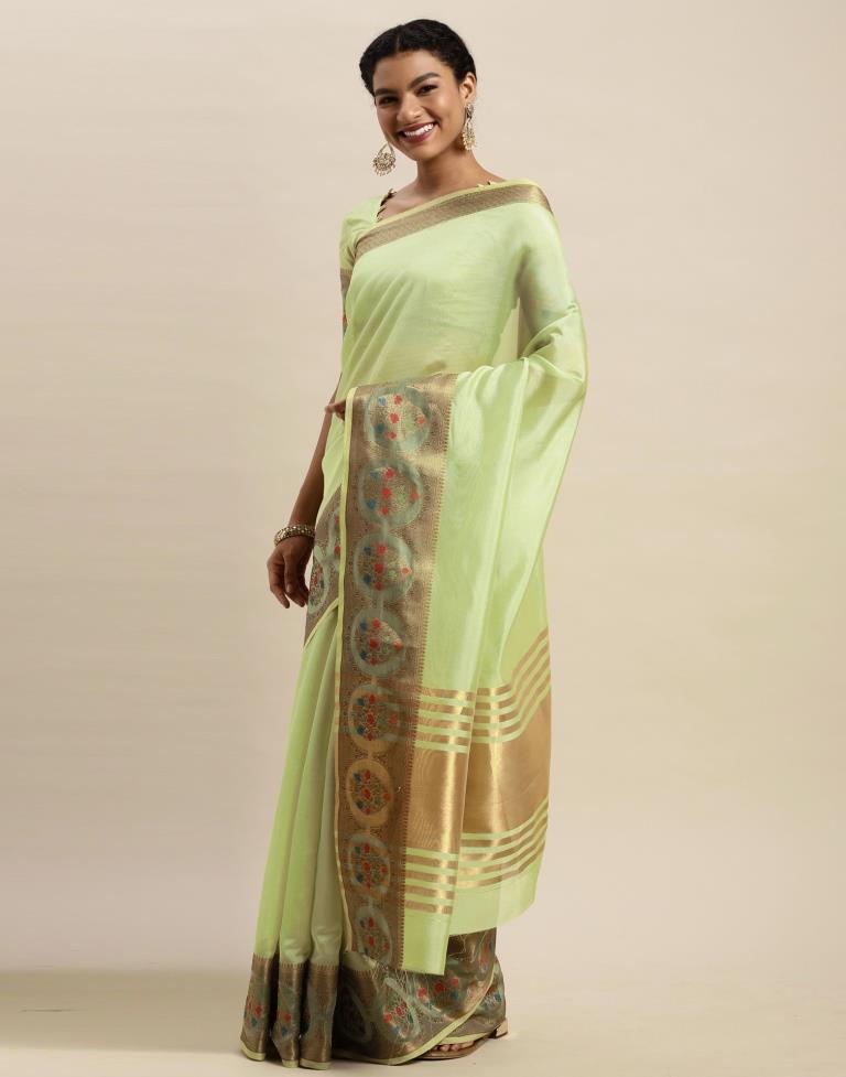 Pista Green Organza Saree | Sudathi