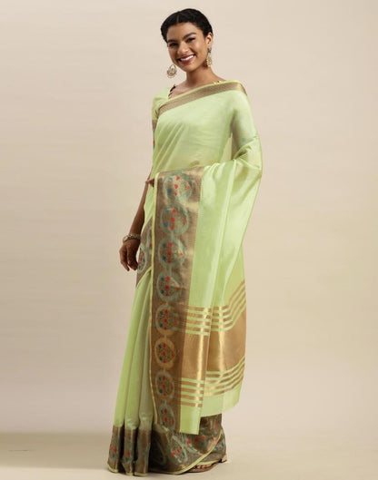 Pista Green Organza Saree | Sudathi