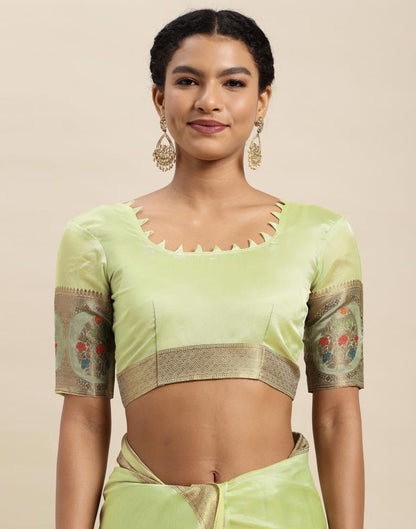 Pista Green Organza Saree | Sudathi