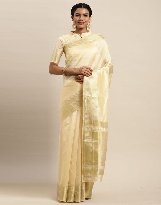 Cream Organza Saree | Sudathi
