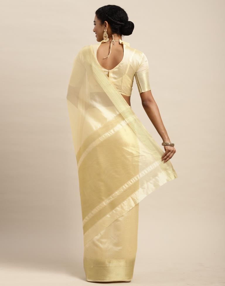 Cream Organza Saree | Sudathi