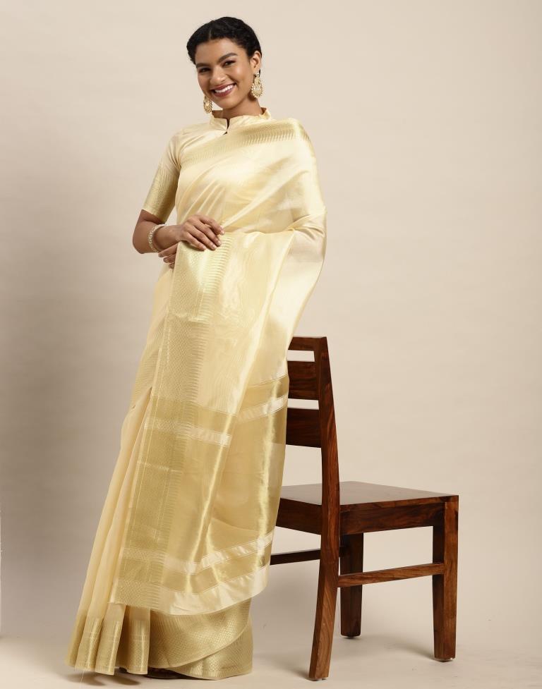 Cream Organza Saree | Sudathi