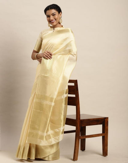 Cream Organza Saree | Sudathi