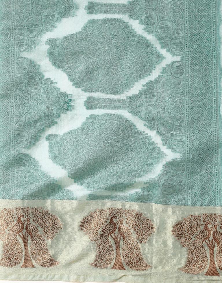 Aqua Green Organza Saree | Sudathi
