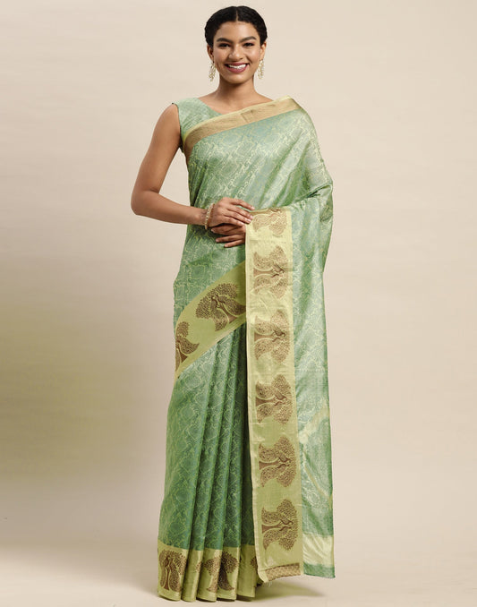 Pista Green Organza Saree | Sudathi