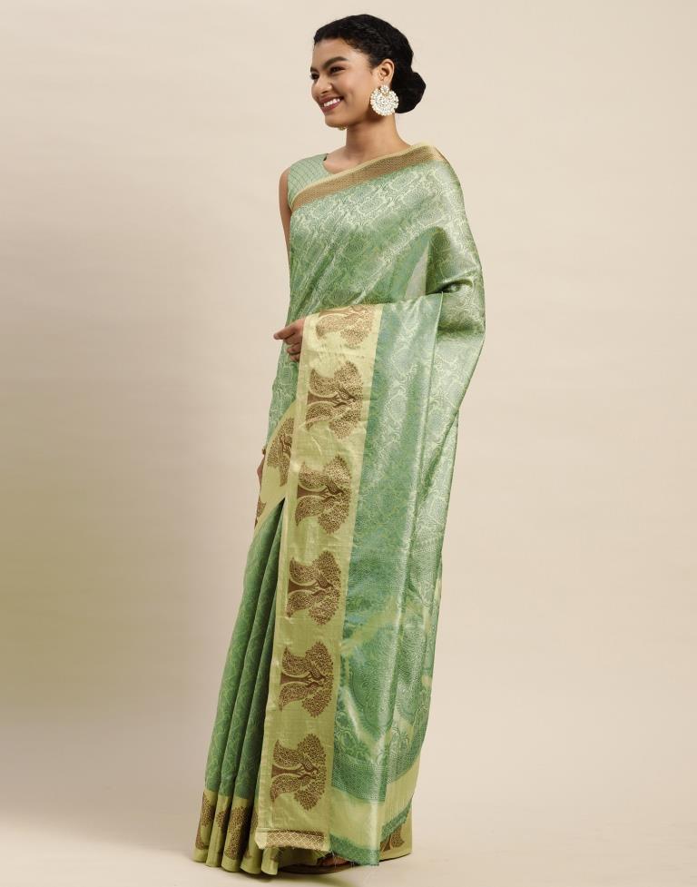 Pista Green Organza Saree | Sudathi