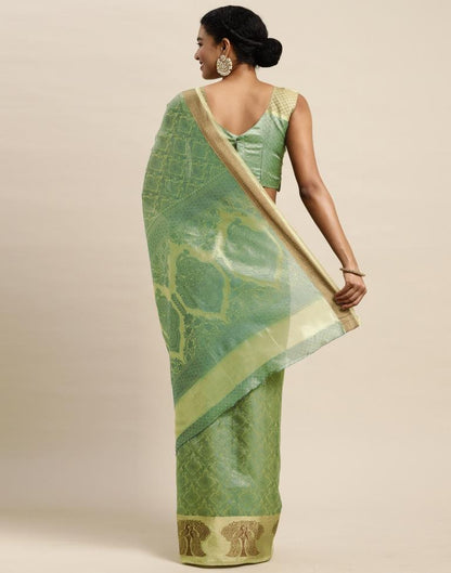 Pista Green Organza Saree | Sudathi