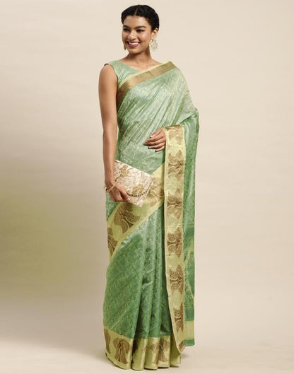 Pista Green Organza Saree | Sudathi