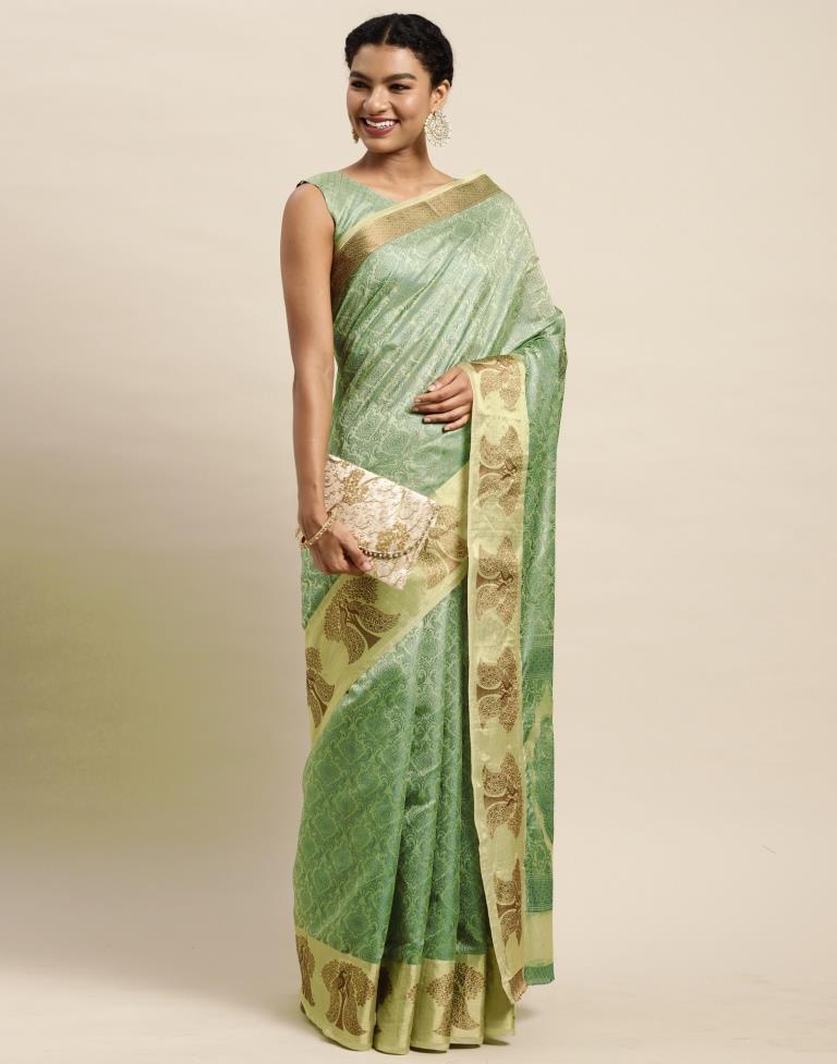 Pista Green Organza Saree | Sudathi