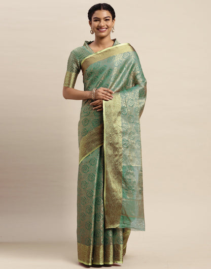Rama Green Organza Saree | Sudathi