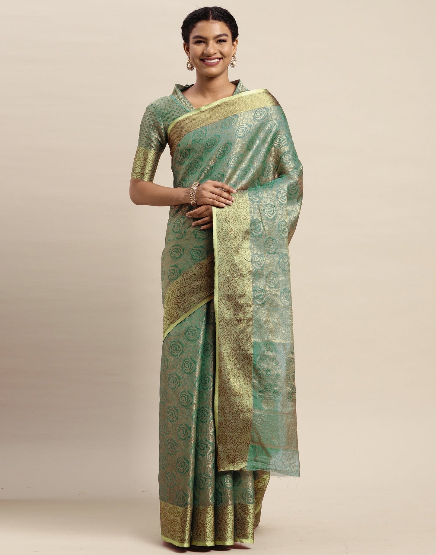 Rama Green Organza Saree | Sudathi
