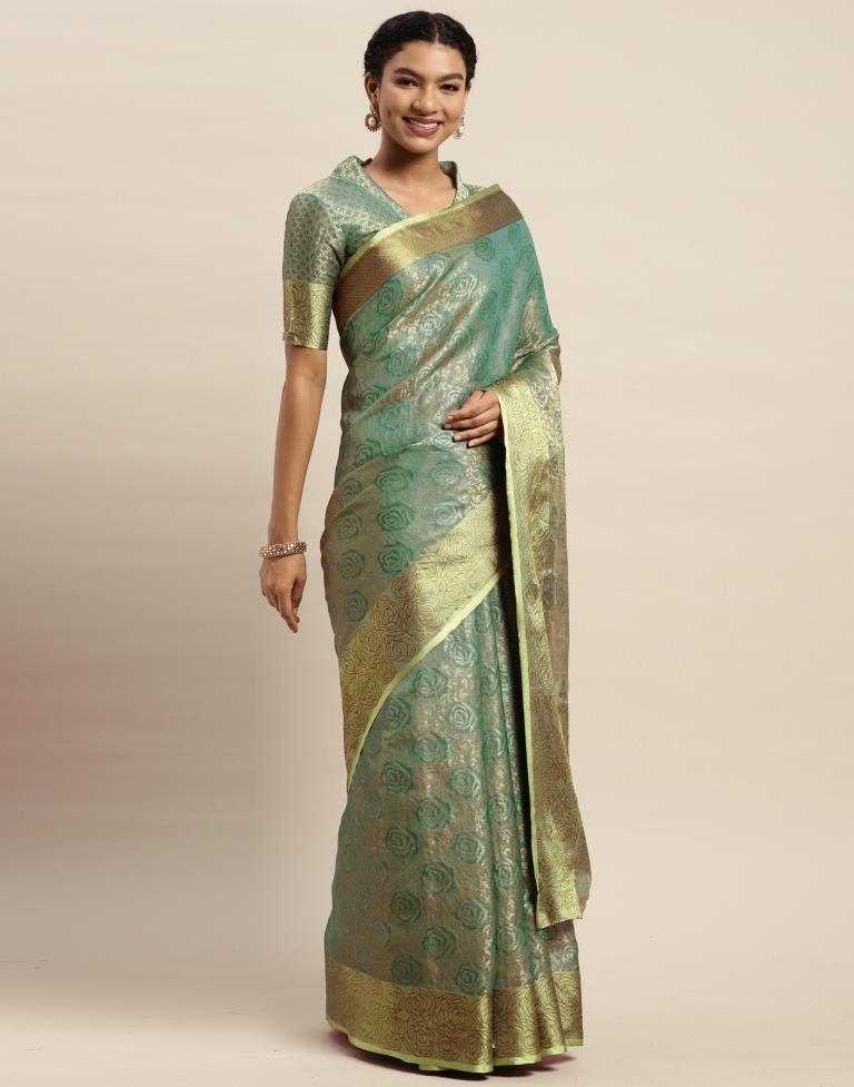 Rama Green Organza Saree | Sudathi