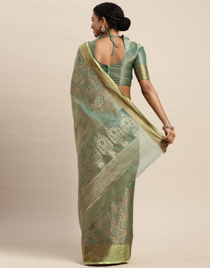Rama Green Organza Saree | Sudathi