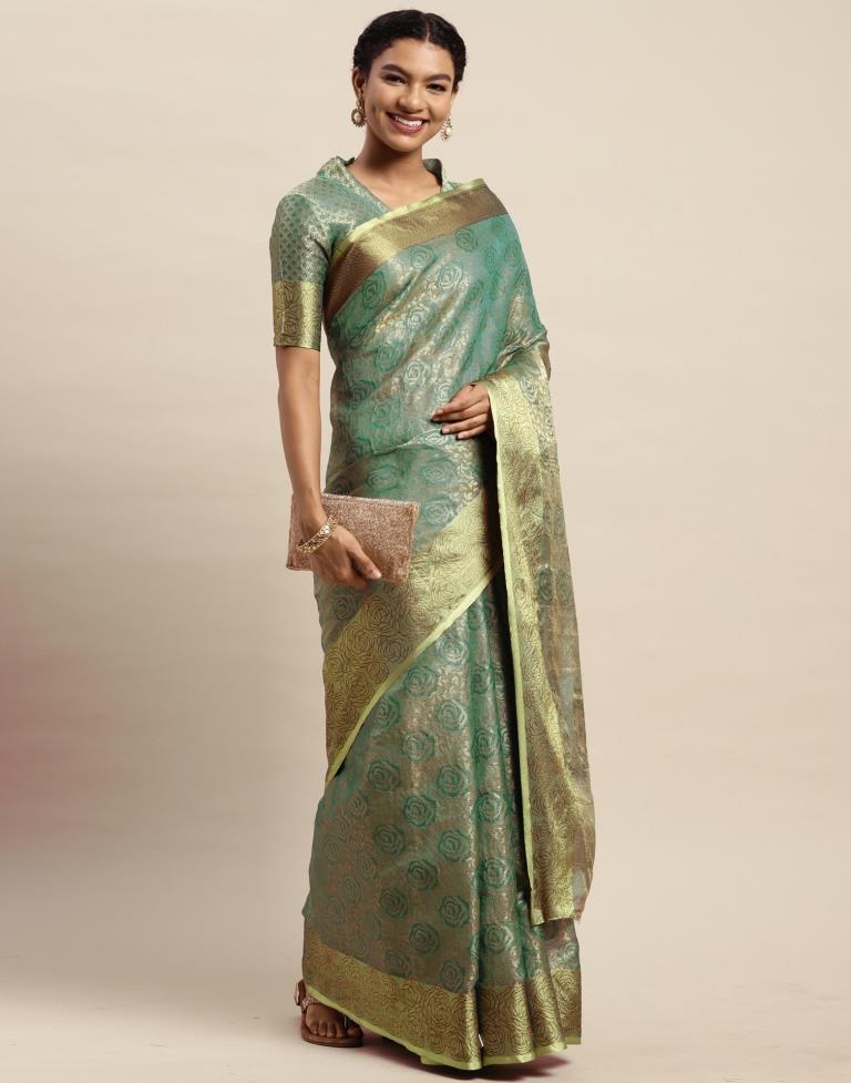 Rama Green Organza Saree | Sudathi
