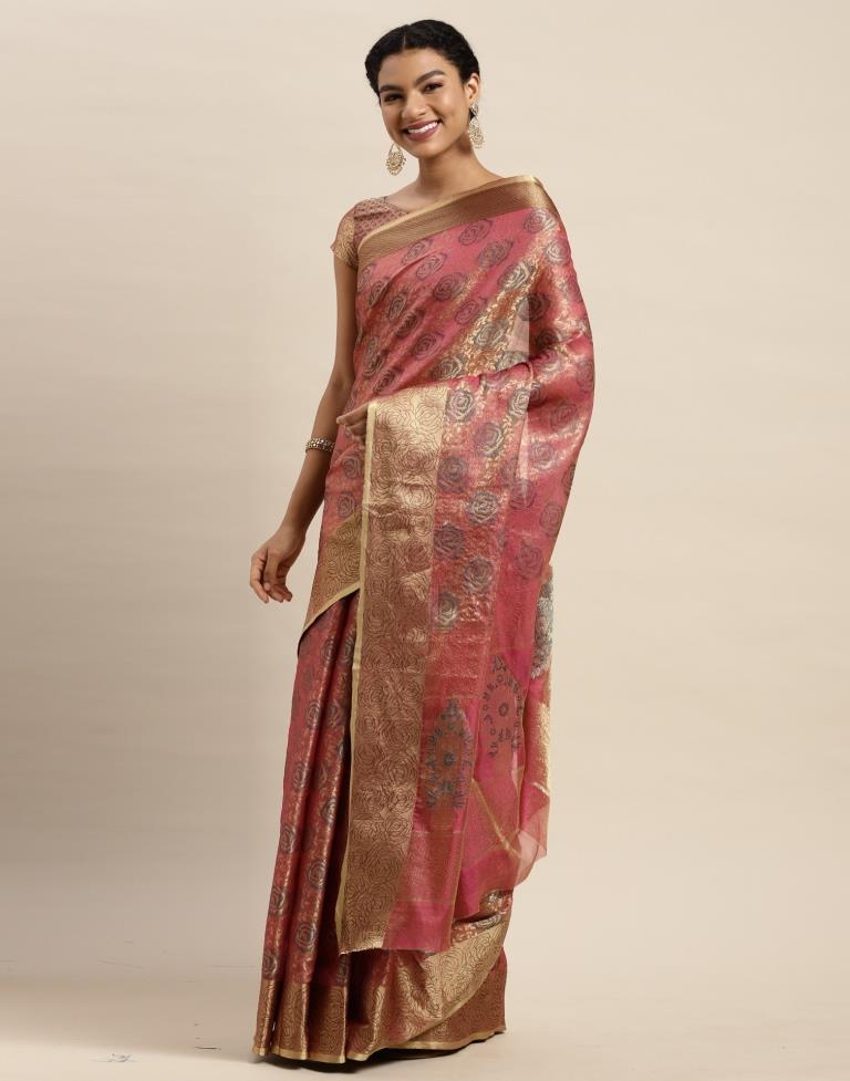 Onion Pink Organza Saree | Sudathi