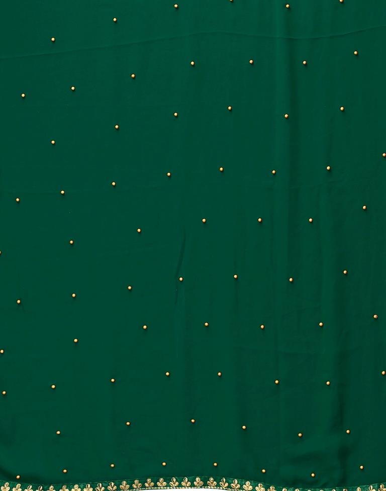 Bottle Green Plain Georgette Saree