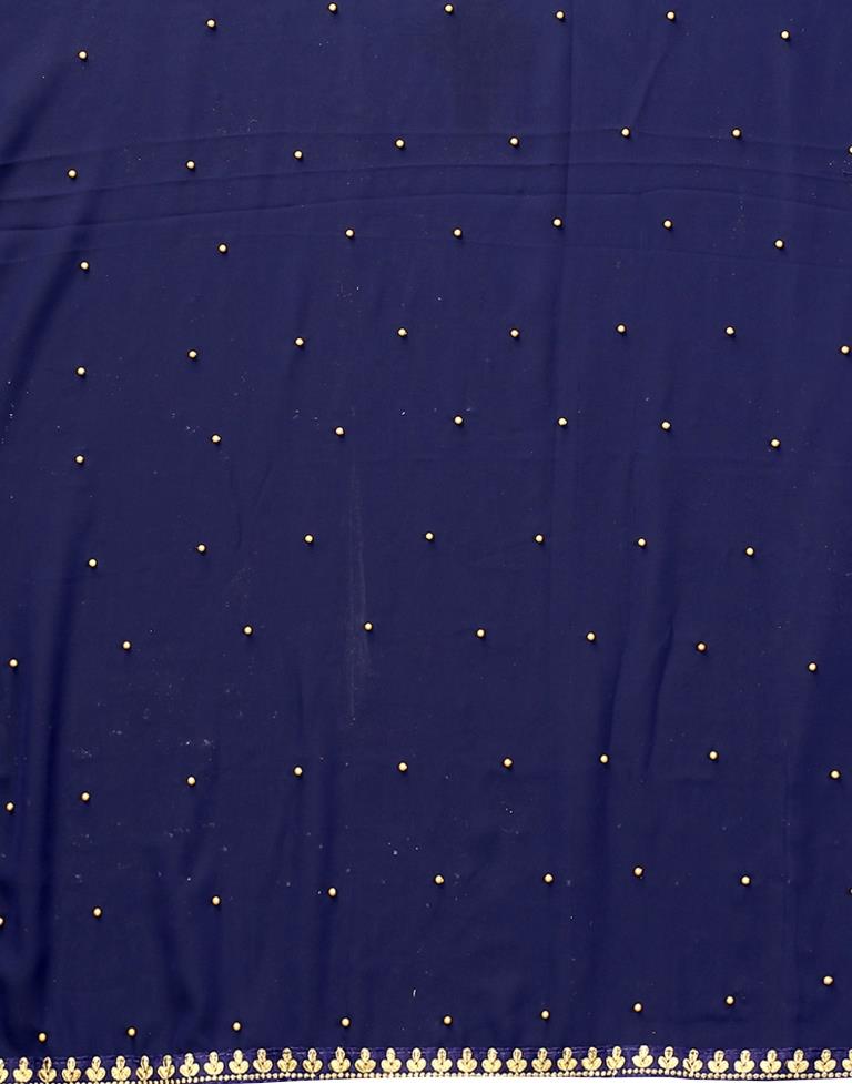 Navy Blue Plain Georgette Saree