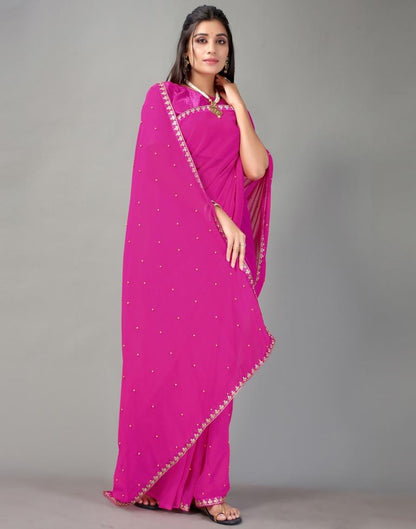 Pink Plain Georgette Saree