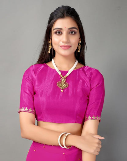 Pink Plain Georgette Saree