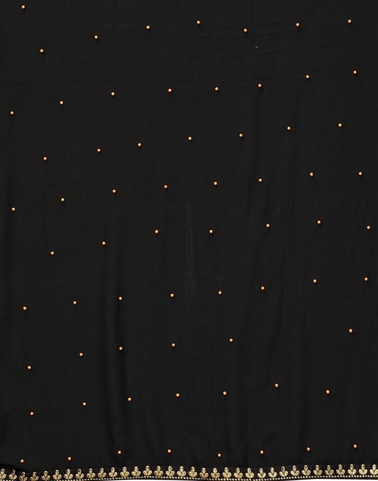 Black Plain Georgette Saree