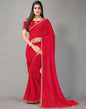 Red Plain Georgette Saree