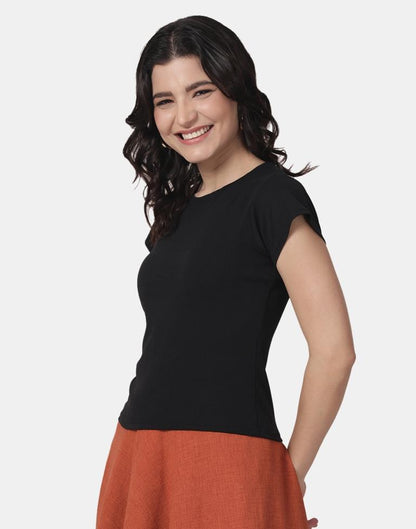 Black Colored Lycra Knitted Top | Sudathi