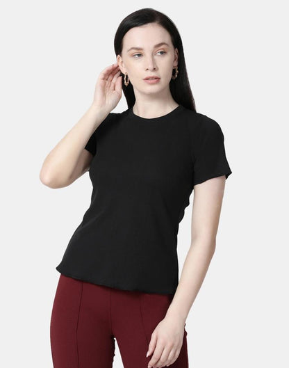 Black Colored Lycra Knitted Top | Leemboodi