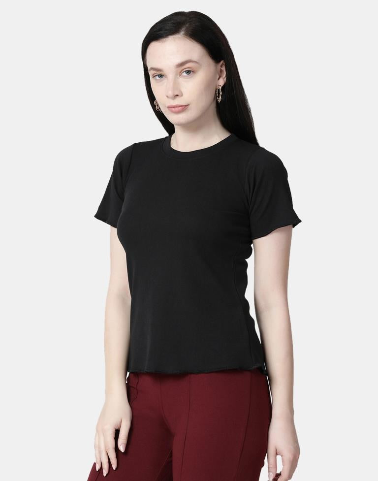 Black Colored Lycra Knitted Top | Leemboodi