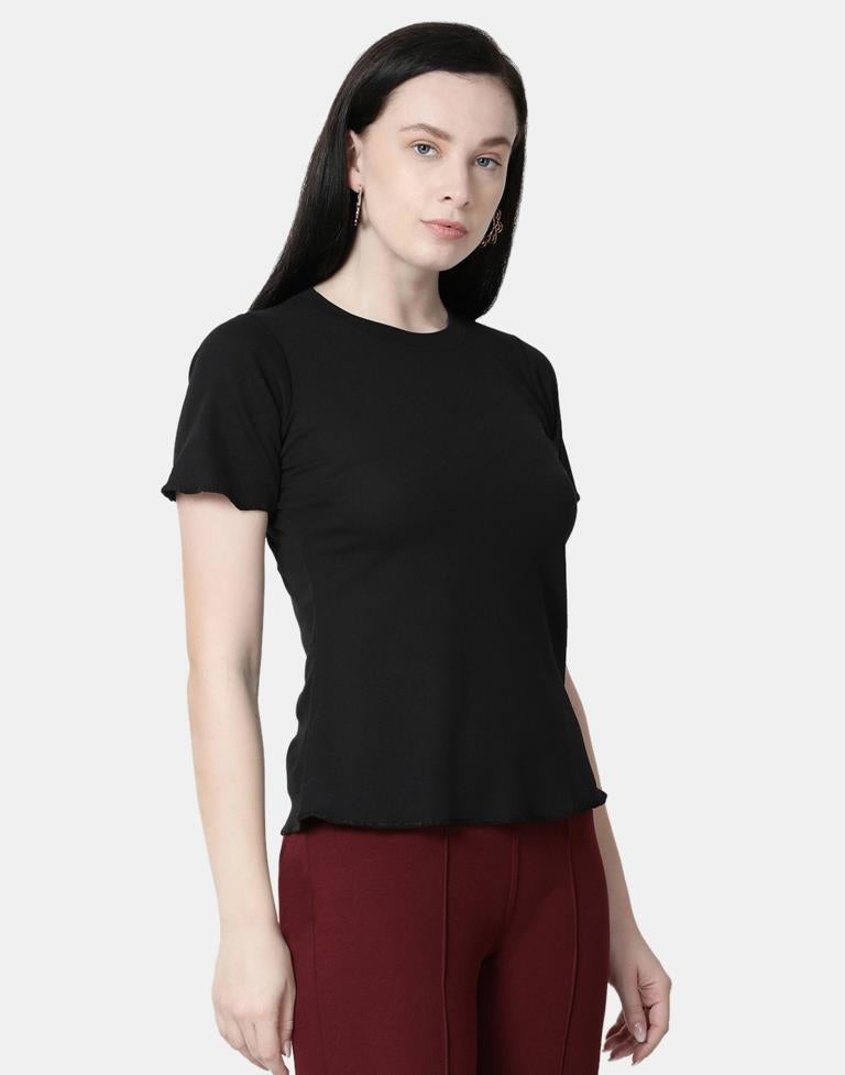 Black Colored Lycra Knitted Top | Leemboodi