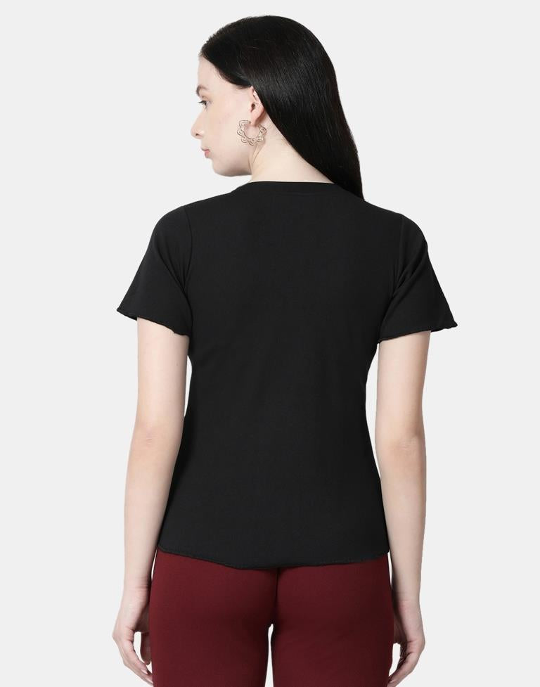 Black Colored Lycra Knitted Top | Leemboodi
